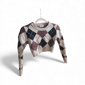 Altar'd State Argyle Sweater - Brown and Black